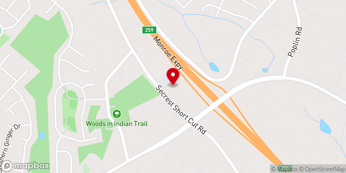 Map showing location of Charlotte United Church (샬롯연합교회)