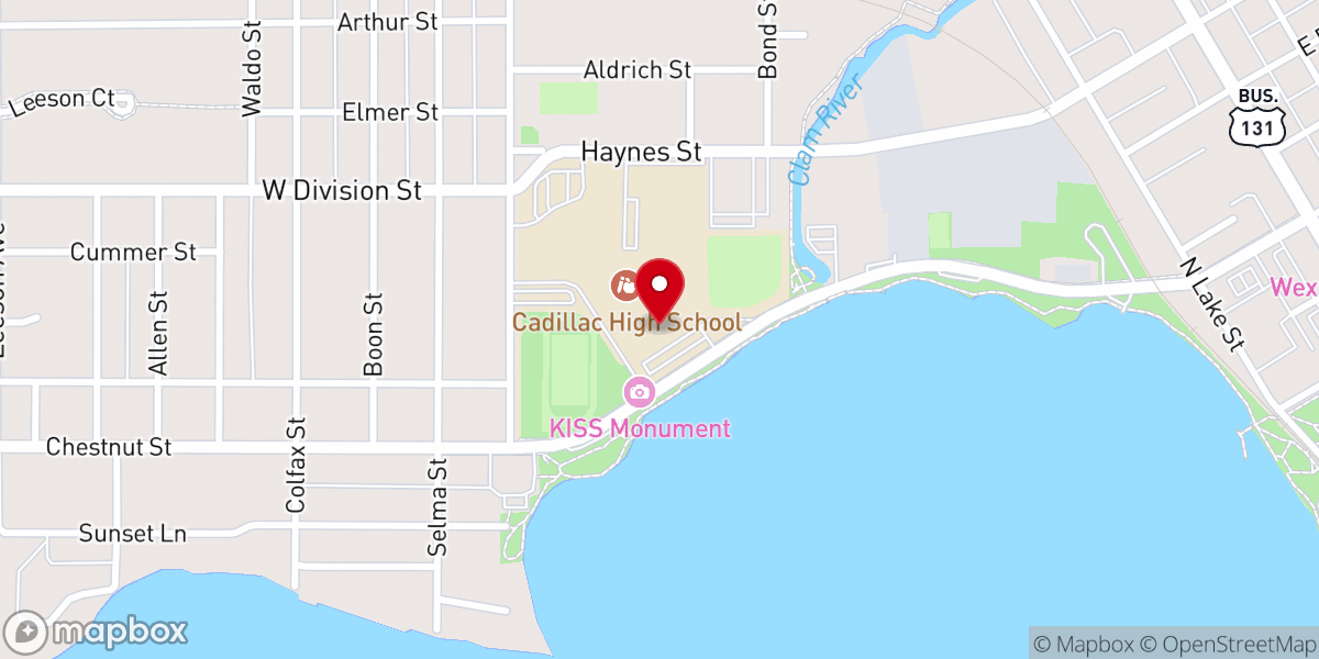 Map showing location of The Refuge Church of Cadillac