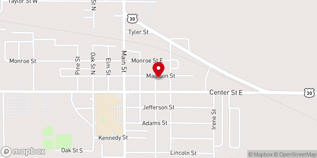 Map showing location of Kimberly Christian Church