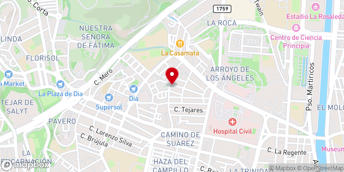 Map showing location of Parroquia de Nuestra Señora del Pilar