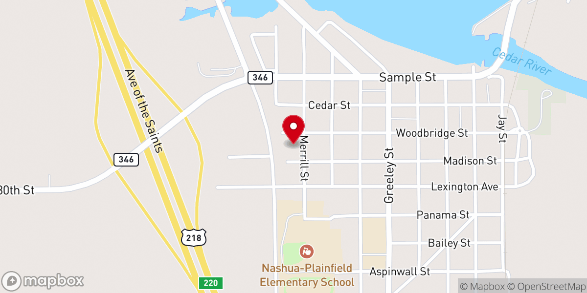 Map showing location of St. John Lutheran Church