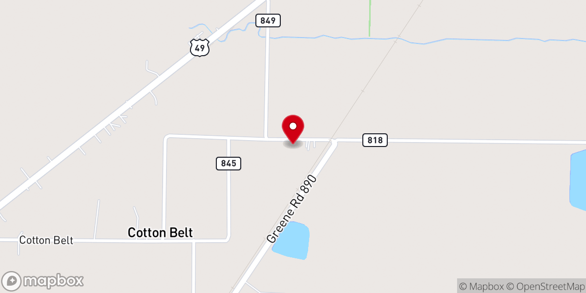 Map showing location of Cotton Belt Missionary Baptist Church
