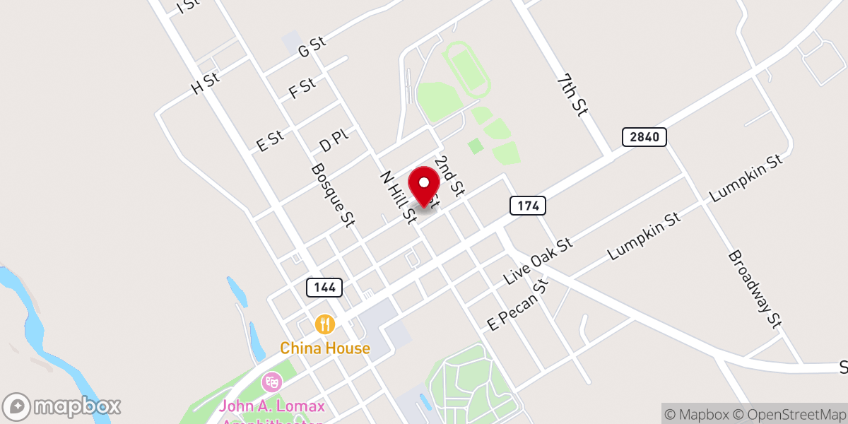 Map showing location of Meridian First Baptist Church