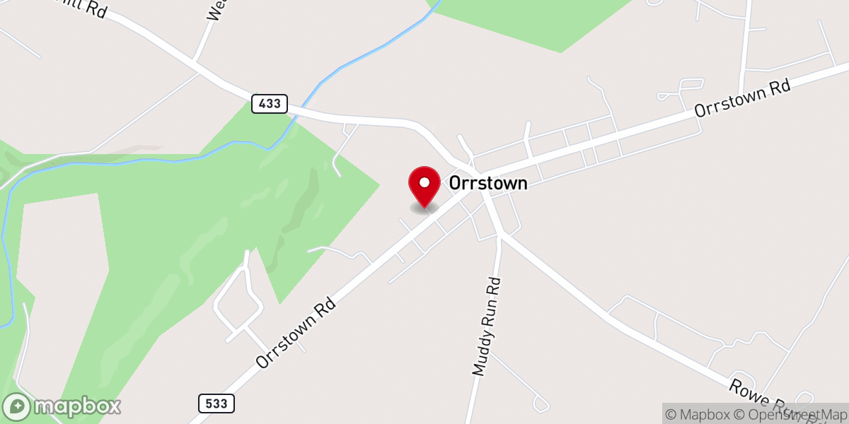Map showing location of Orrstown United Brethren Church