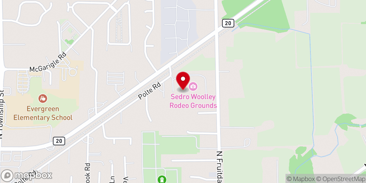 Map showing location of Sedro Woolley Rodeo Grounds