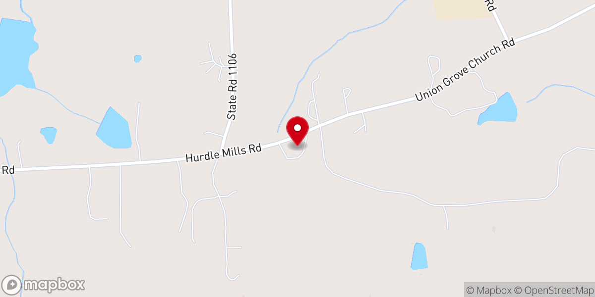Map showing location of Union Grove Baptist Church