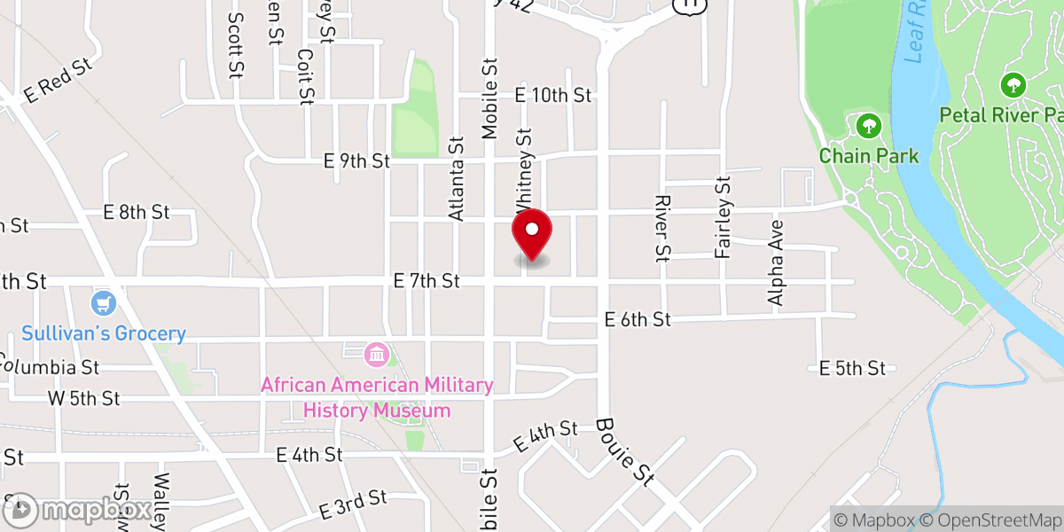 Map showing location of Saint James Christian Methodist Episcopal Church