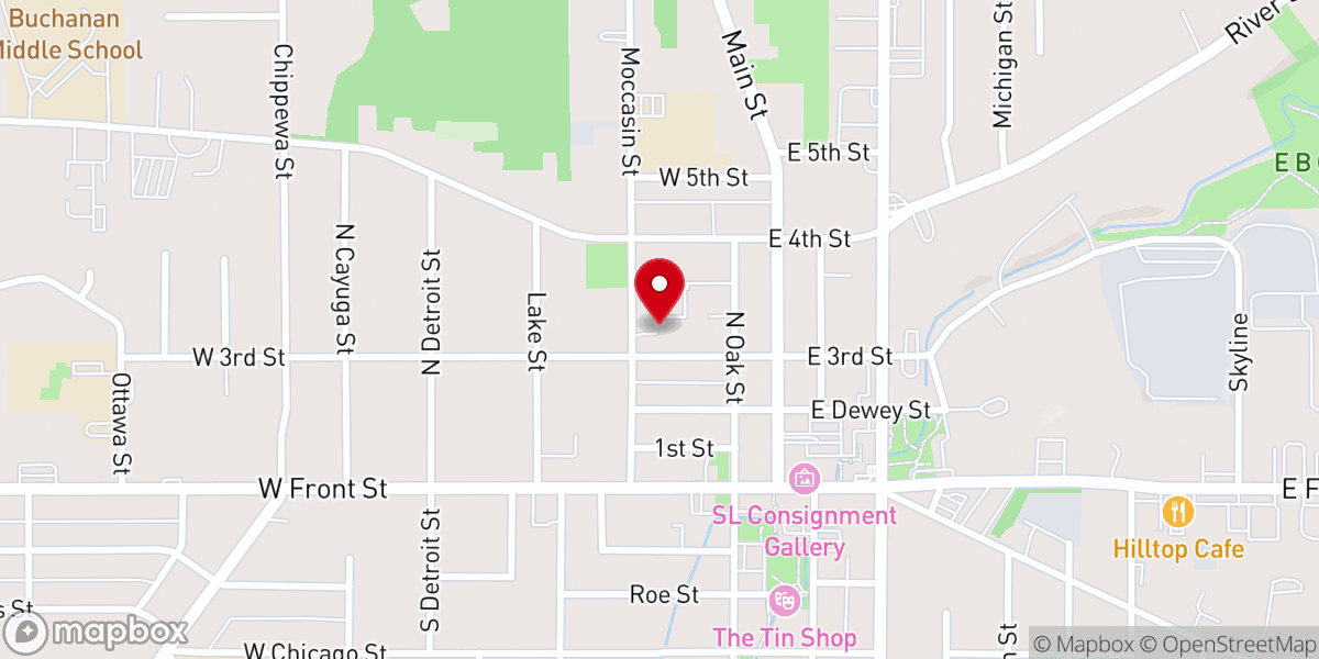 Map showing location of Buchanan Christian Church