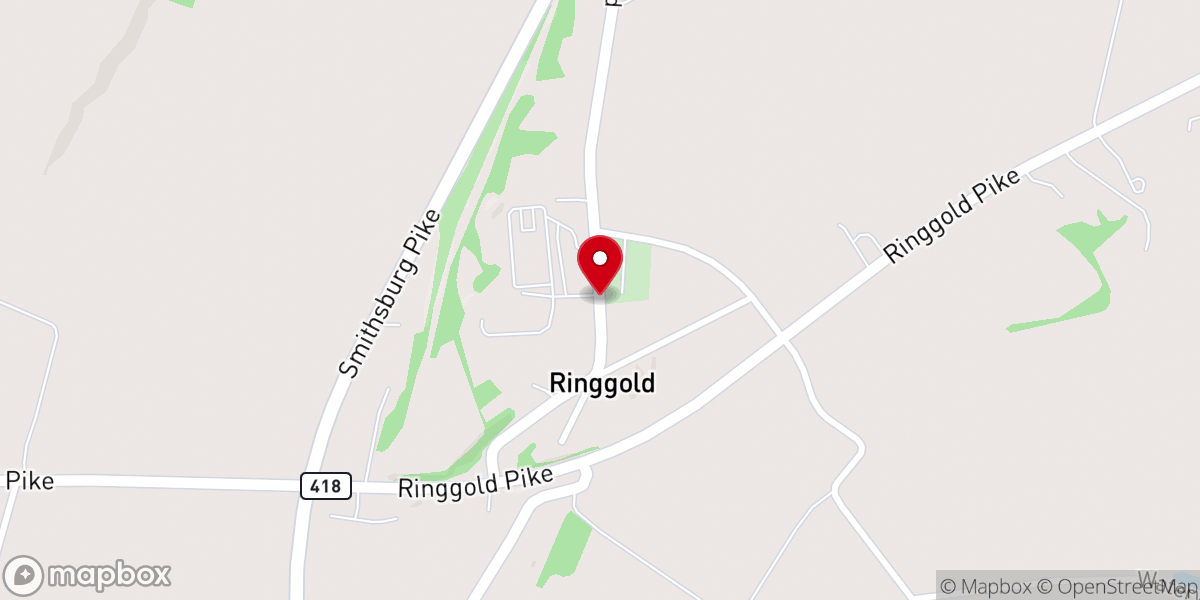 Map showing location of Ringgold Church