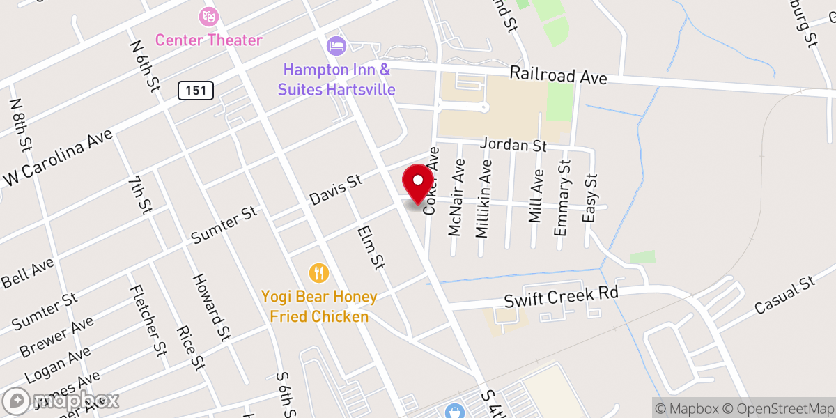 Map showing location of Fourth Street Baptist Church