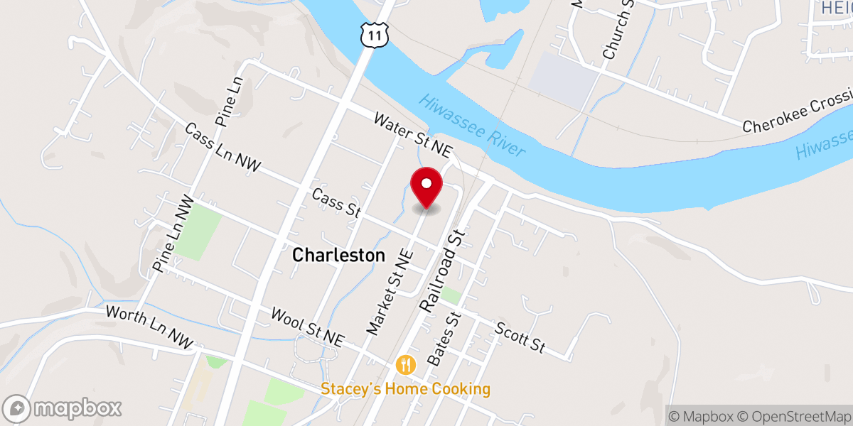 Map showing location of Henegar House Historic Site