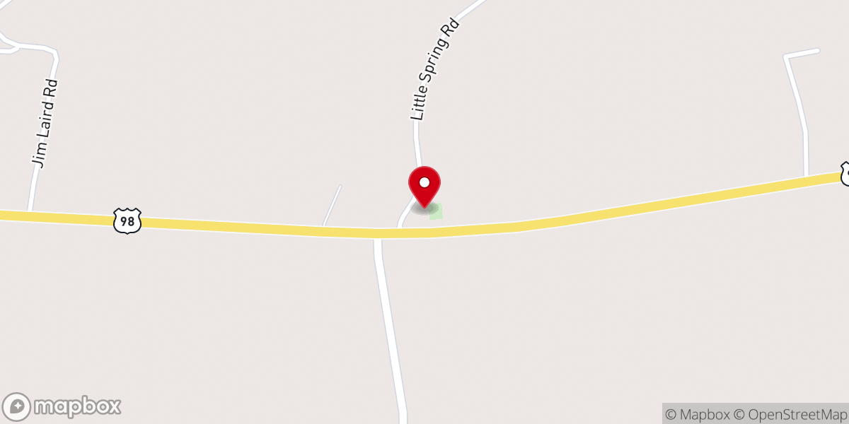 Map showing location of Oak Grove Primitive Baptist Church