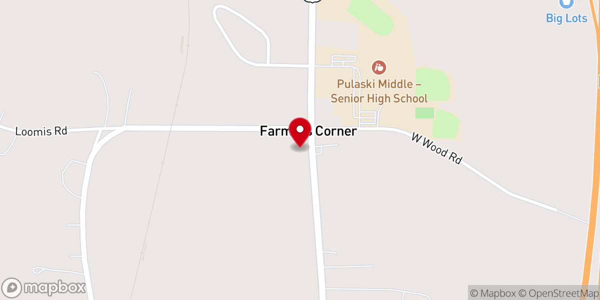 Map showing location of Pulaski Wesleyan Church