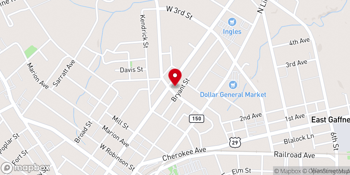 Map showing location of Northside Baptist Church
