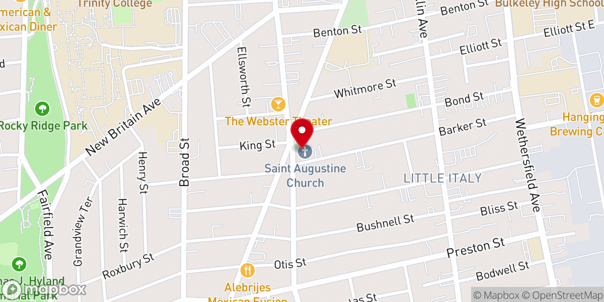 Map showing location of Saint Augustine Church Hartford, CT 06114