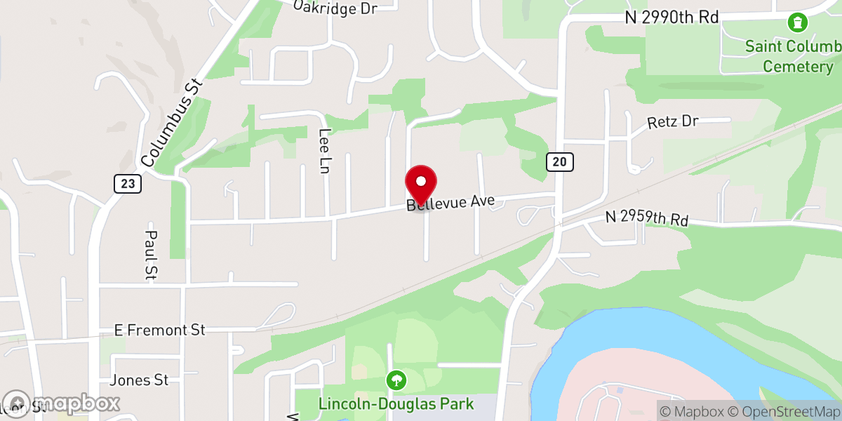 Map showing location of Calvary Baptist Church