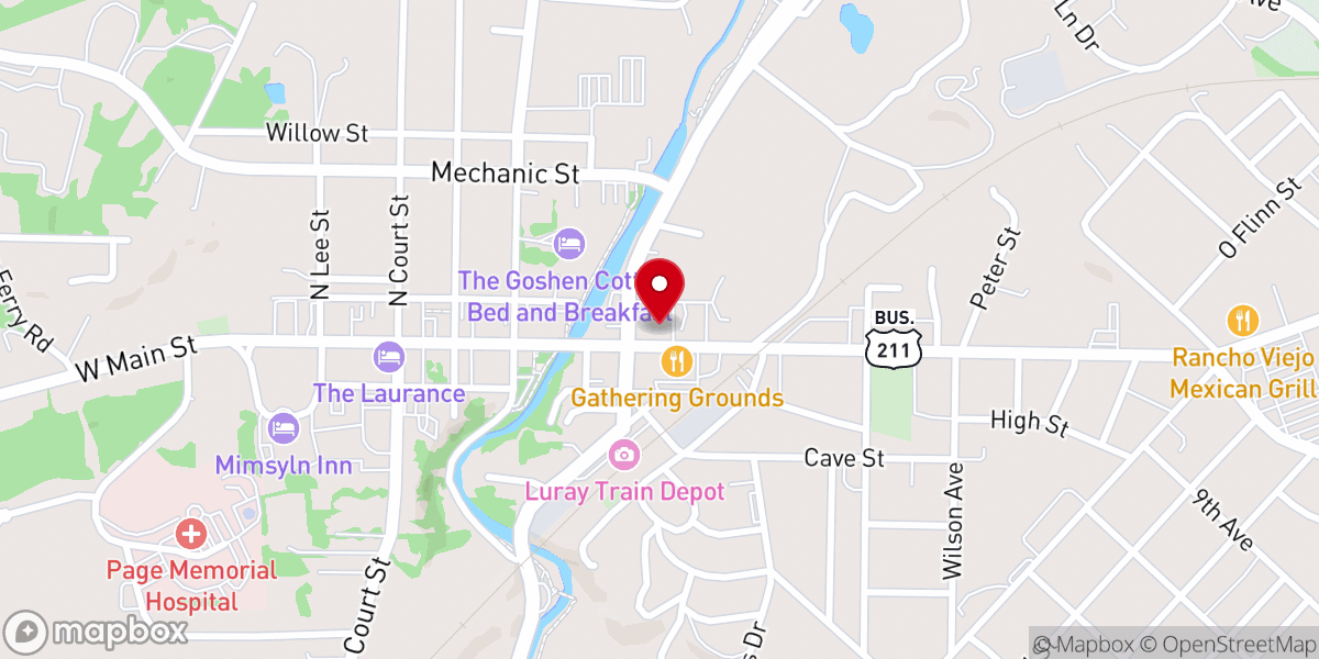 Map showing location of Main Street Baptist Church