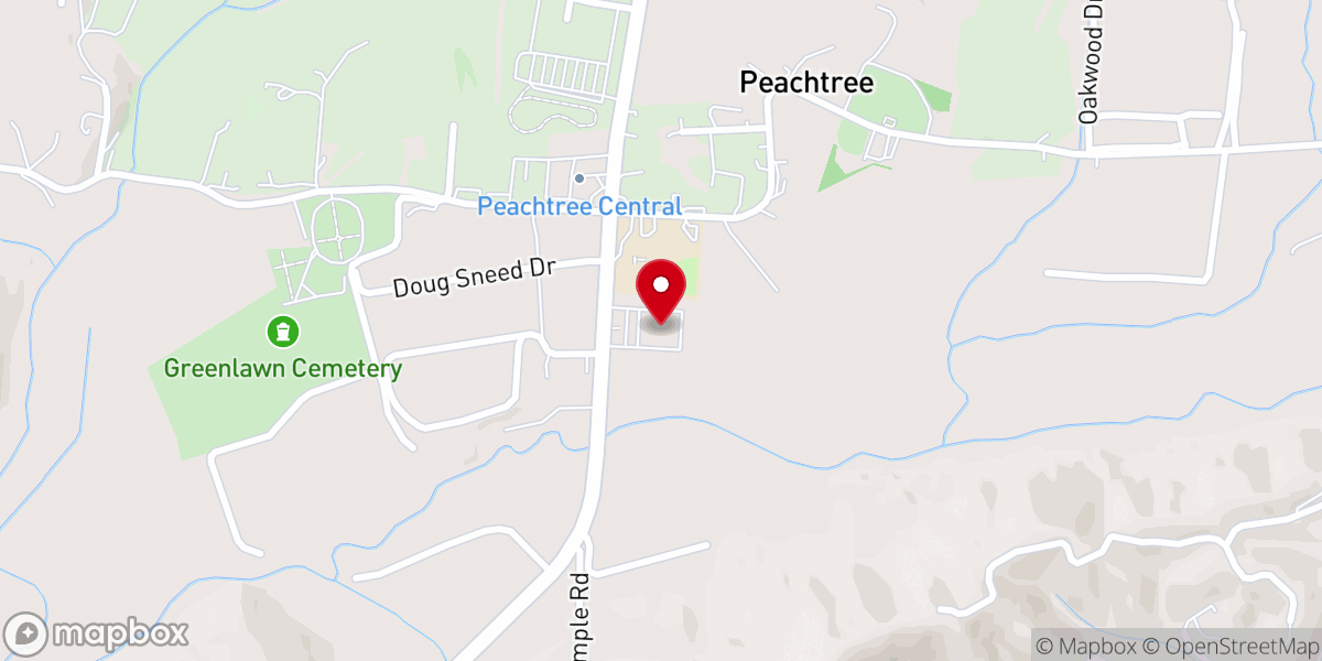 Map showing location of Peachtree Memorial Baptist Church