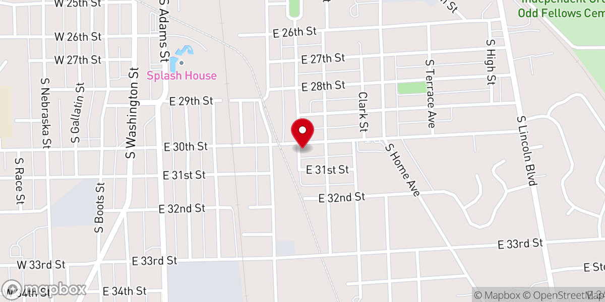 Map showing location of First General Baptist Church