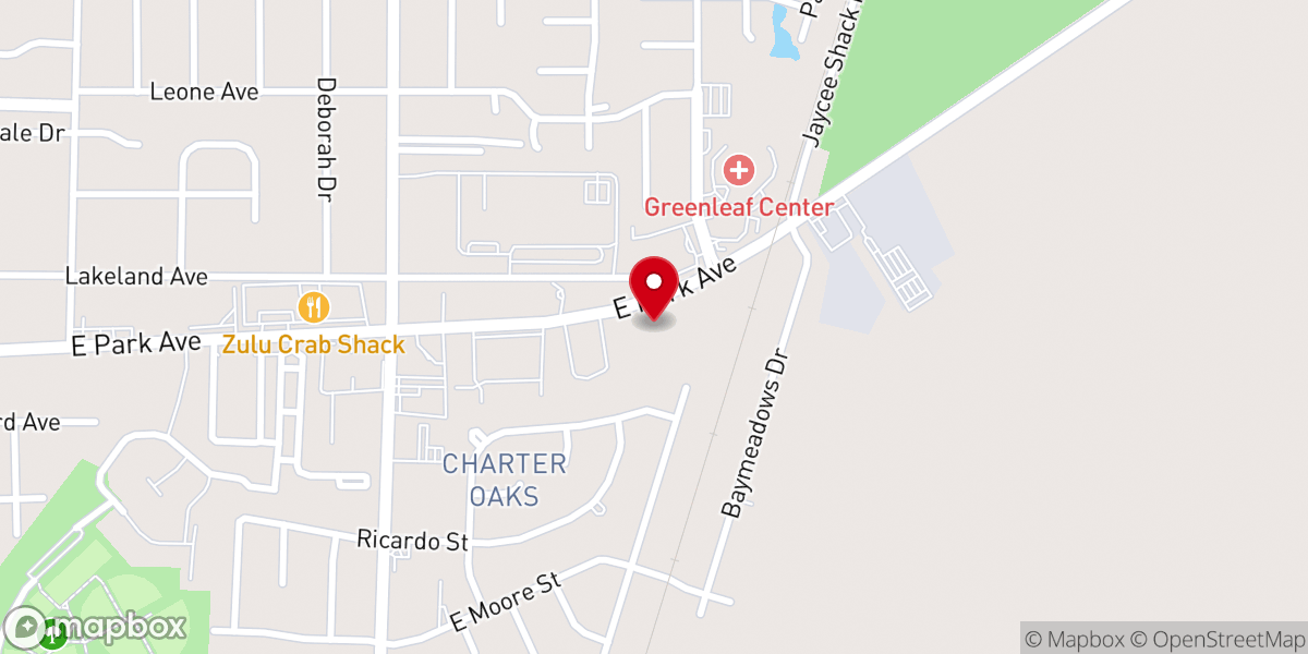 Map showing location of Greenwood Baptist Church