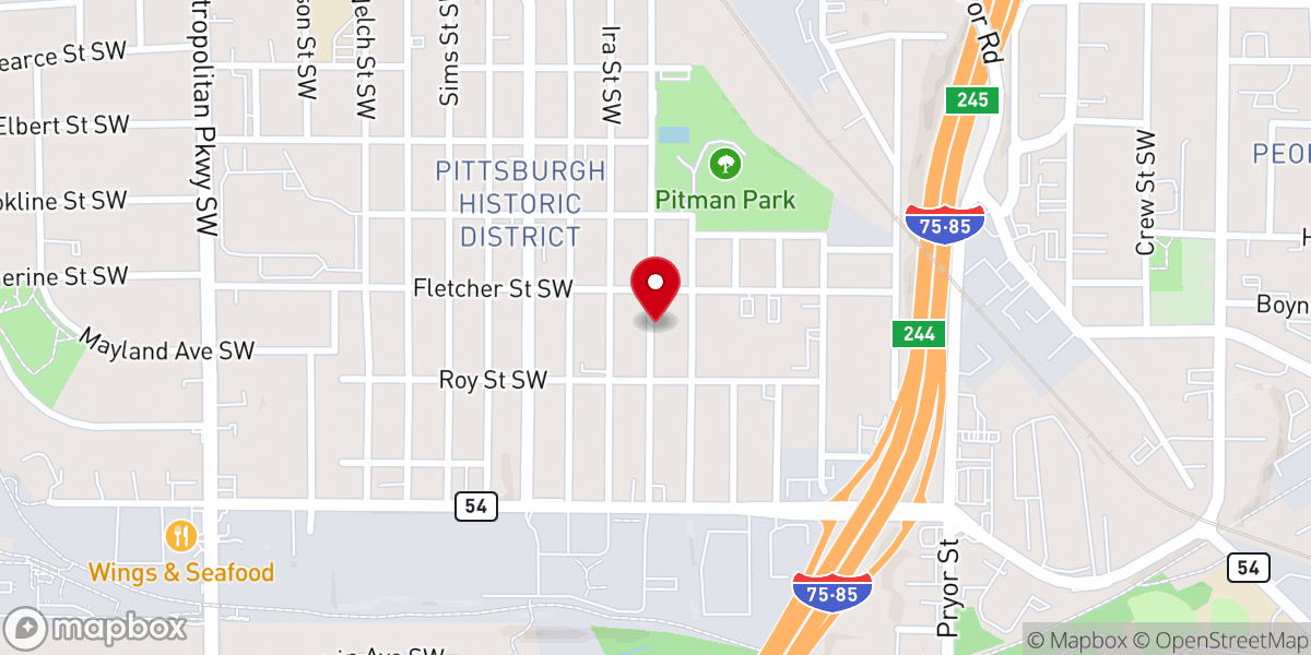 Map showing location of Southside Springfield Baptist Church Inc