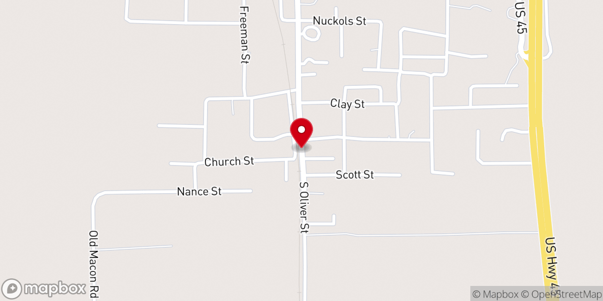 Map showing location of First Pentecostal Church