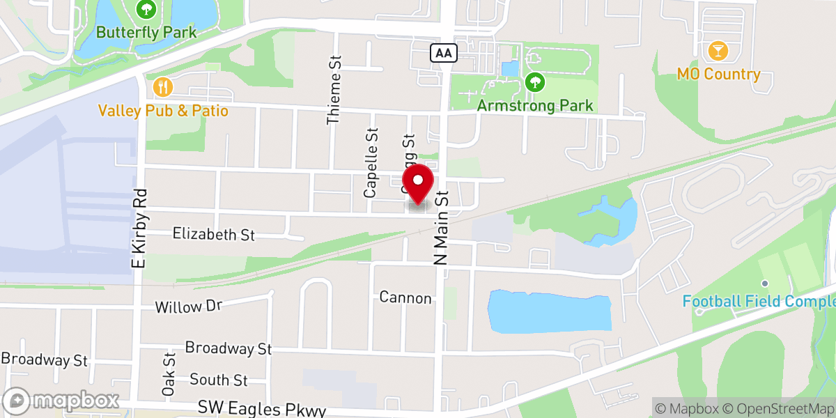 Map showing location of Valley Baptist Church