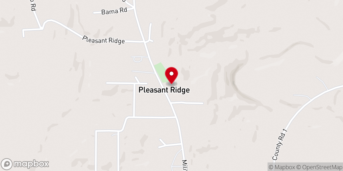 Map showing location of Plesant Ridge Freewill Baptist Church
