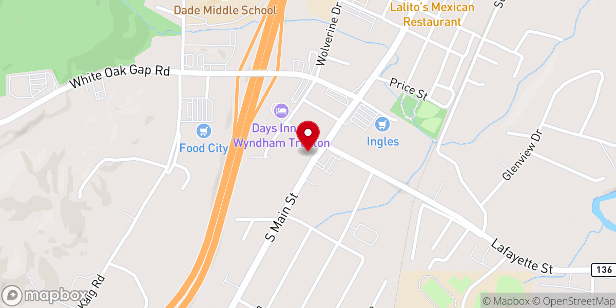 Map showing location of First Baptist Church of Trenton