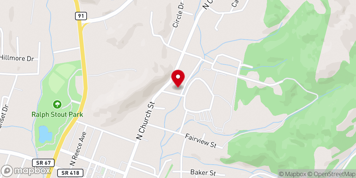 Map showing location of Mountain City Presbyterian Church