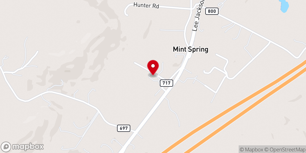 Map showing location of Mint Spring United Methodist Church