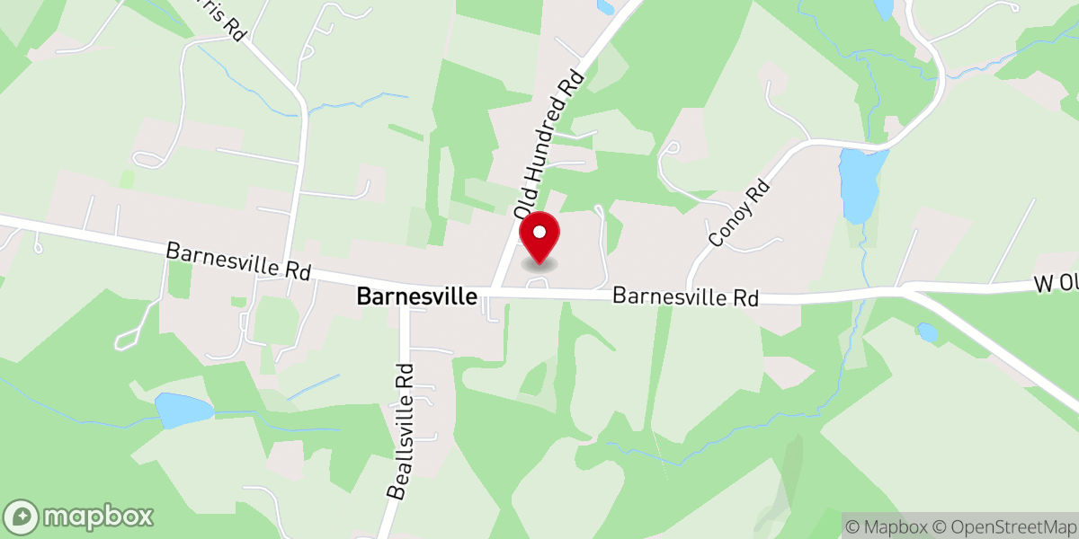 Map showing location of Barnesville Baptist Church