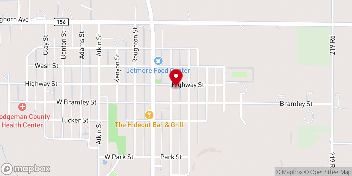 Map showing location of Jetmore United Methodist Church