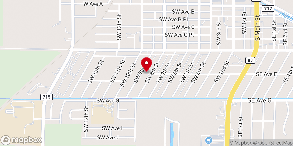 Map showing location of St John First Baptist Church