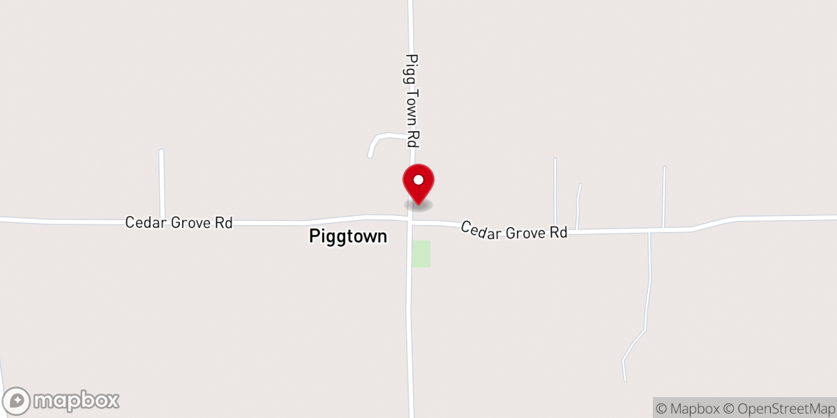 Map showing location of Cedar Grove Baptist Church