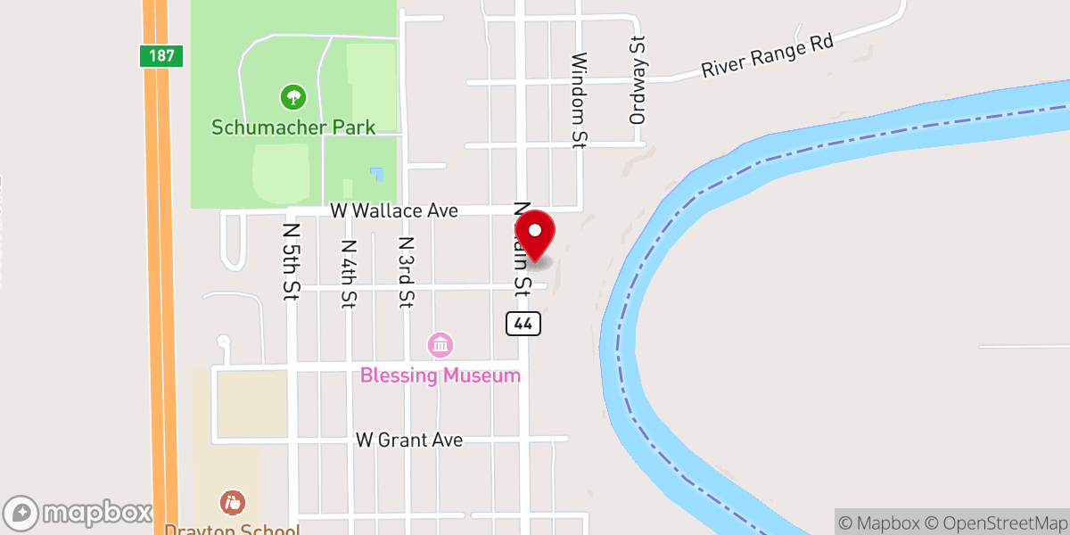 Map showing location of Drayton United Methodist Church