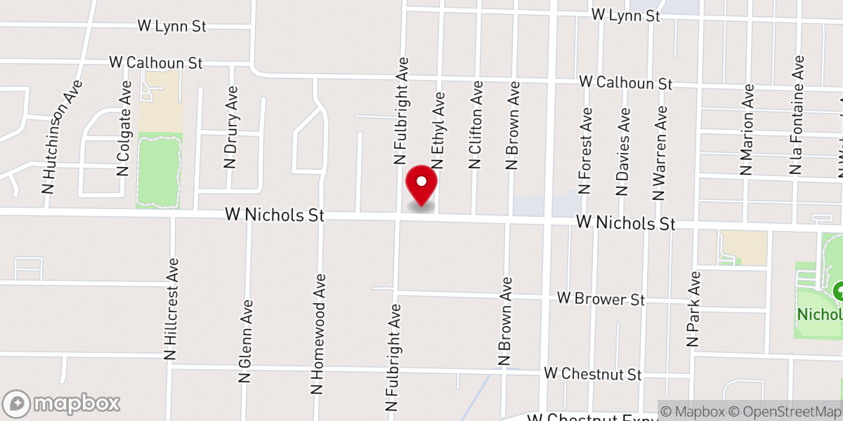 Map showing location of First Free Will Baptist Church