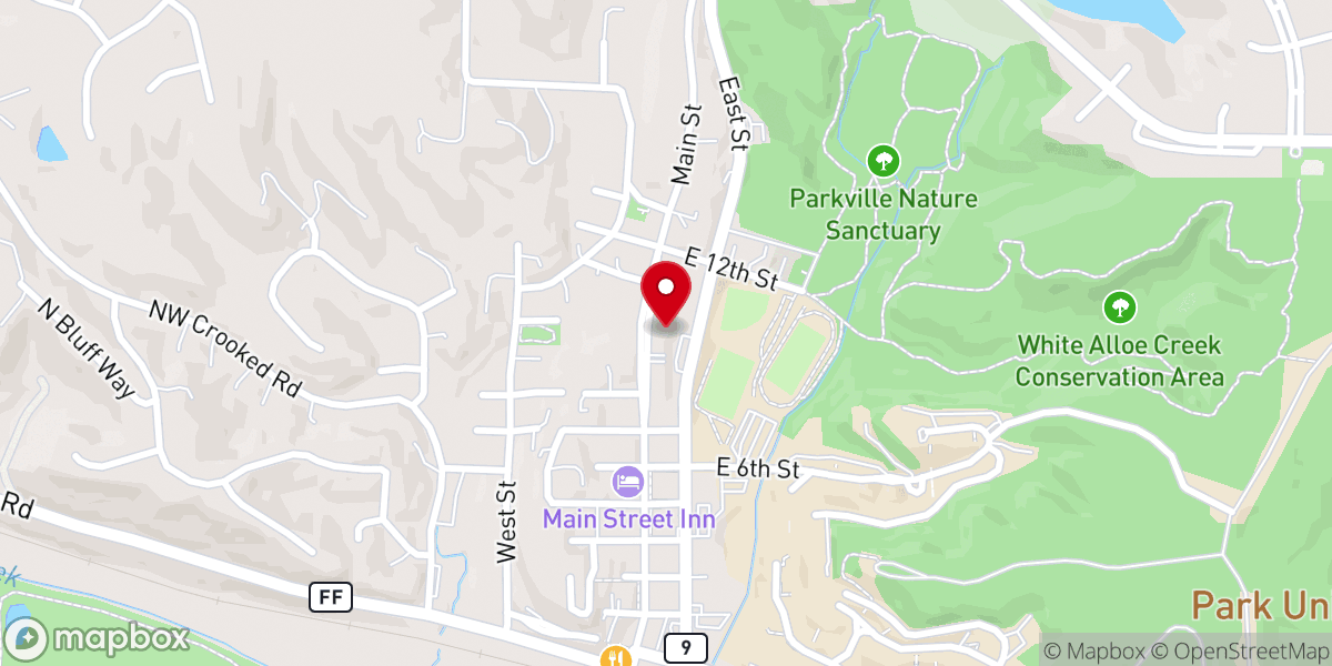 Map showing location of Parkville Presbyterian Church