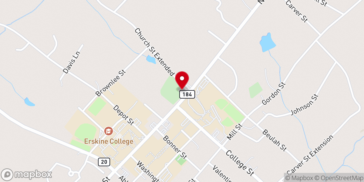 Map showing location of Due West Associate Reformed Presbyterian Church