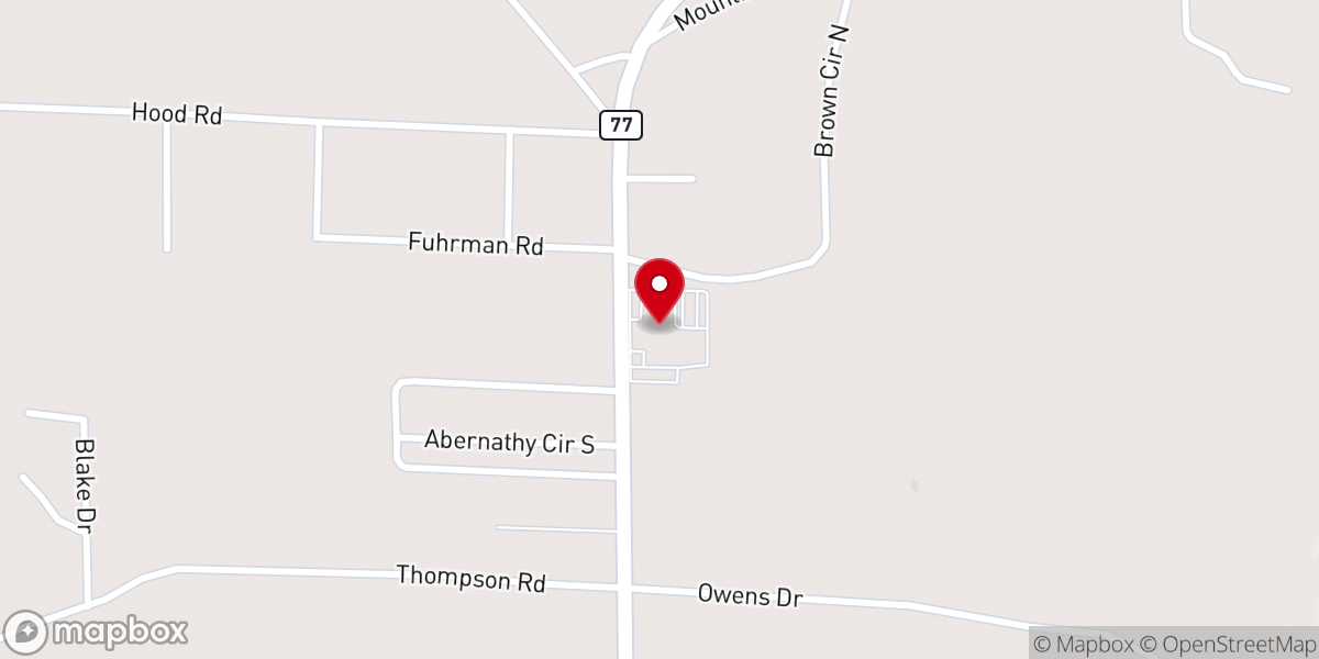 Map showing location of Southside Baptist Church