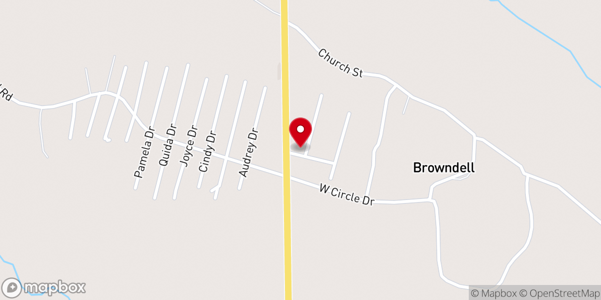 Map showing location of Brookeland United Pentecostal Church