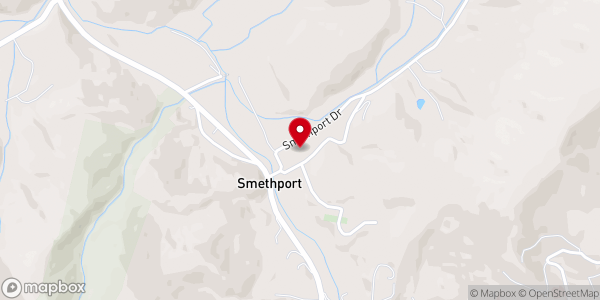 Map showing location of Smethport United Methodist Church