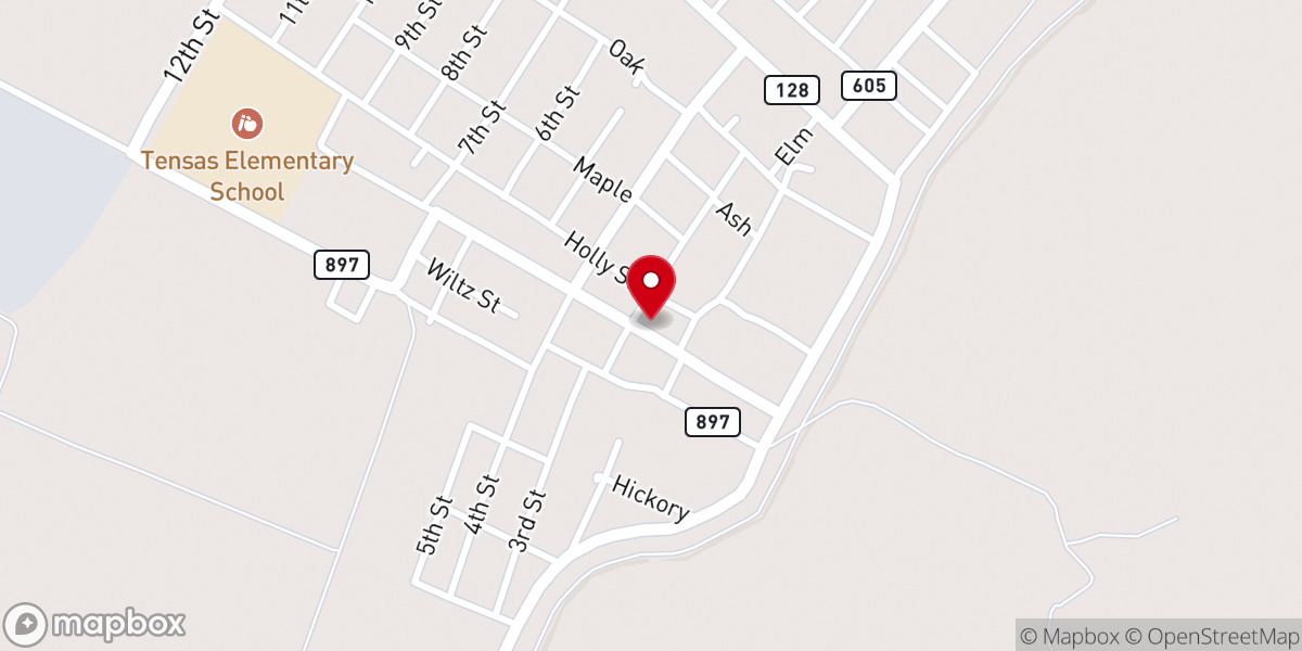 Map showing location of Tensas Parish Emergency Op Center
