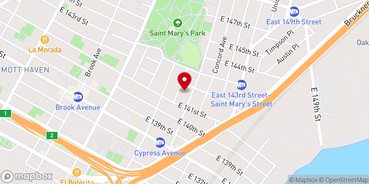 Map showing location of New York City Homeless Shelter