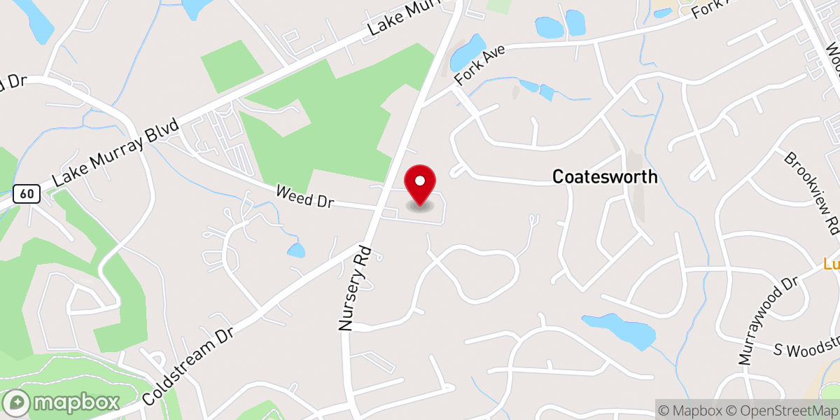 Map showing location of First Baptist Church of Irmo