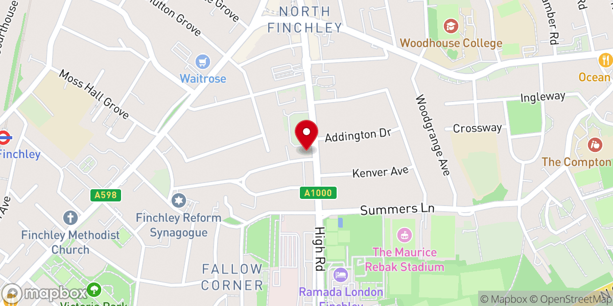 Map showing location of High Road Baptist Church