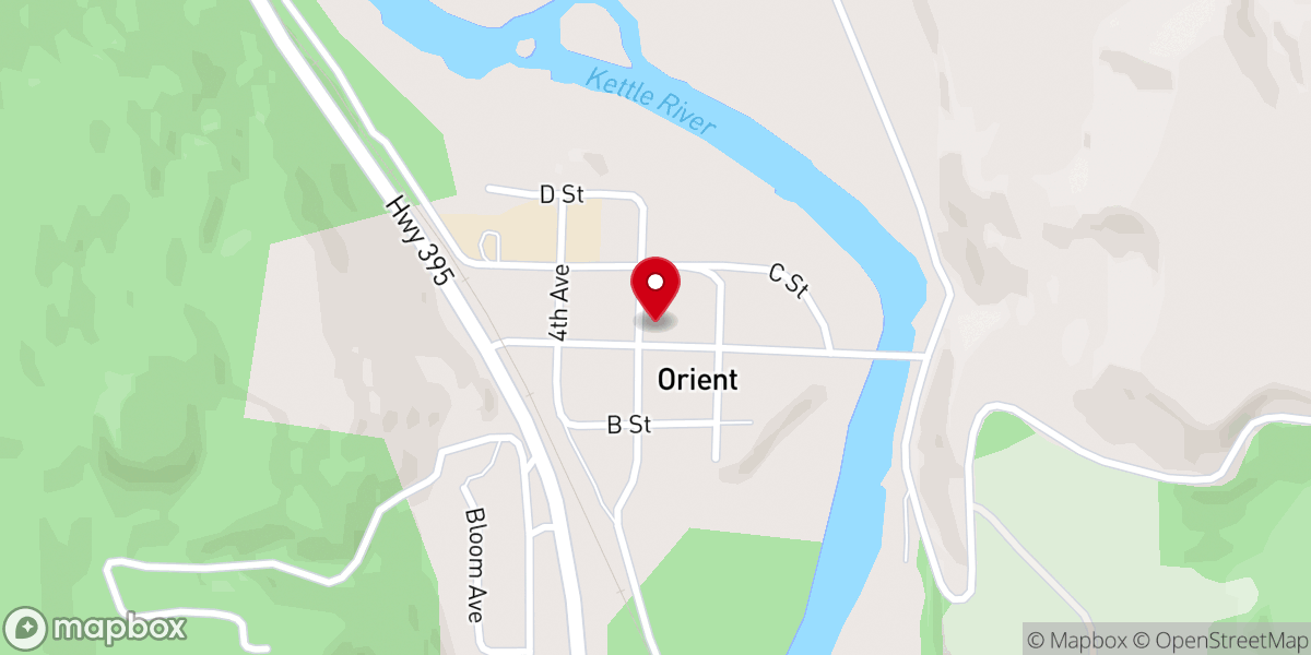 Map showing location of Orient Community Church