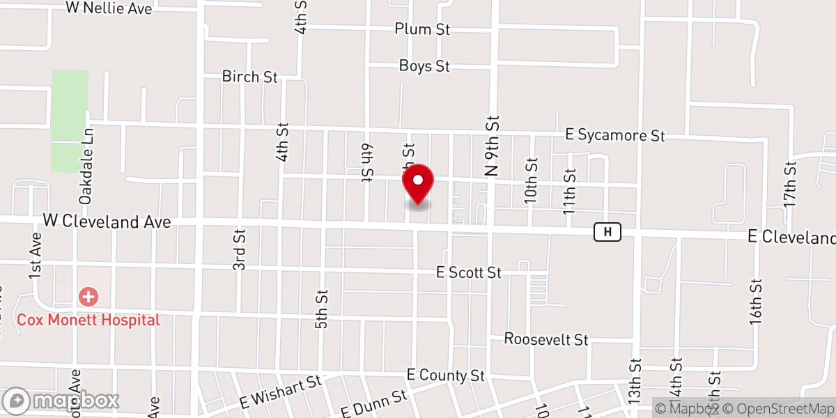 Map showing location of Kay's Floral Affair & Gardens