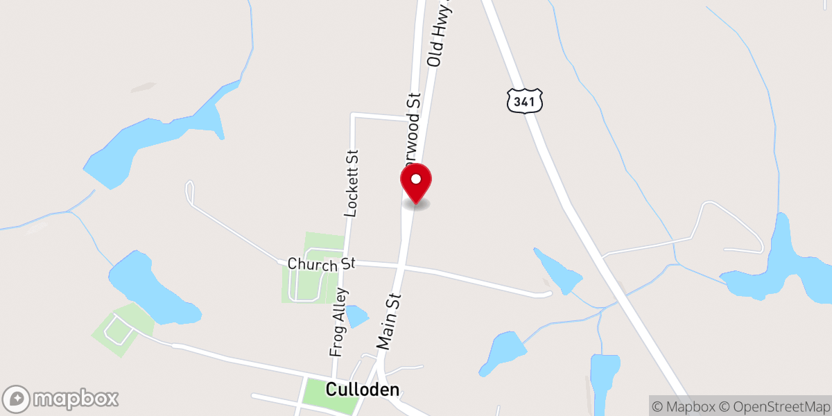 Map showing location of Culloden Progressive Primitive Baptist Church