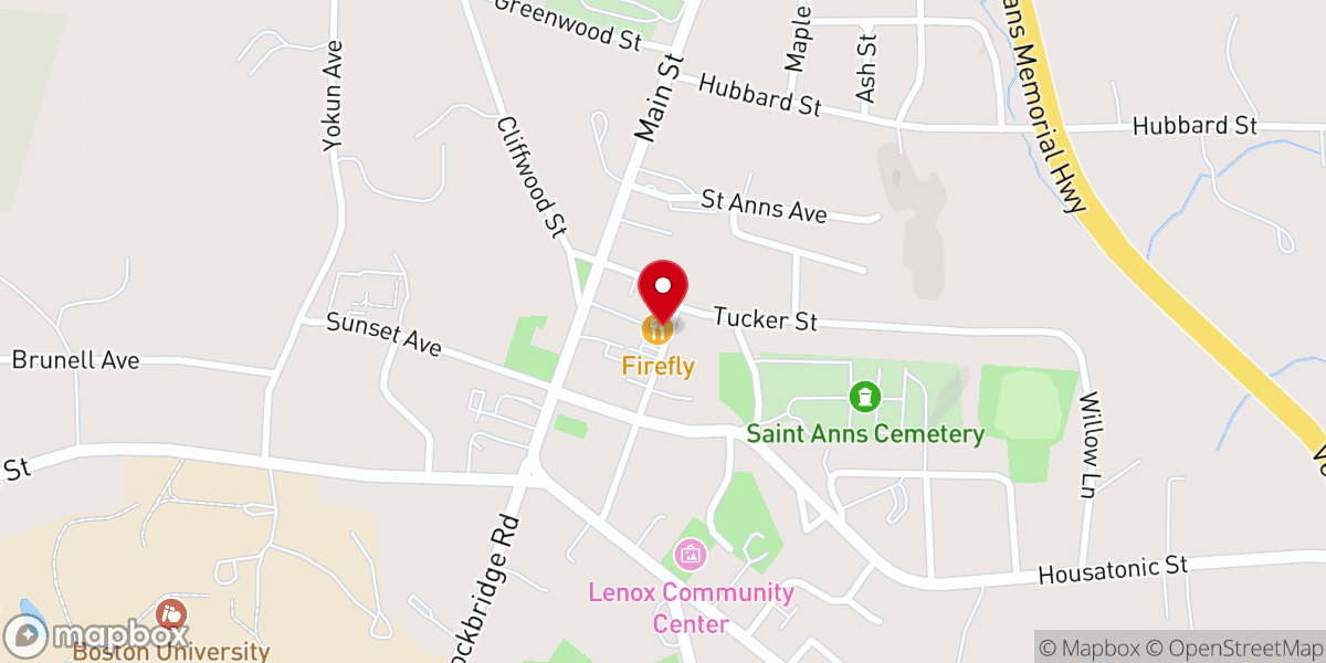 Map showing location of Firefly Gastropub